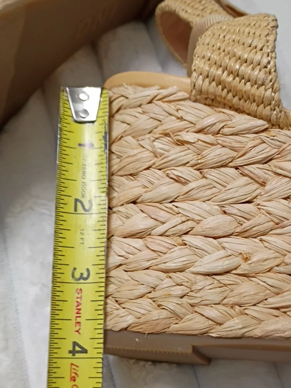 INC International Concepts Tan Woven Espadrille Wedge Sandals with Ankle Ribbon